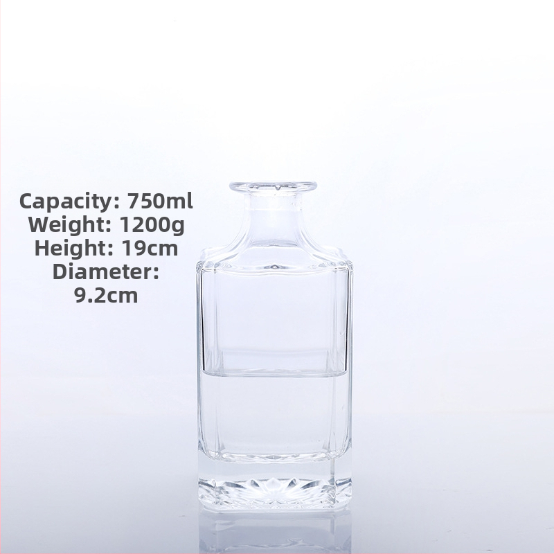 Sticlă simplă de whisky, transparentă, 750 ml, sticlă din cristal alb îngroșat, dop din plută sigilat