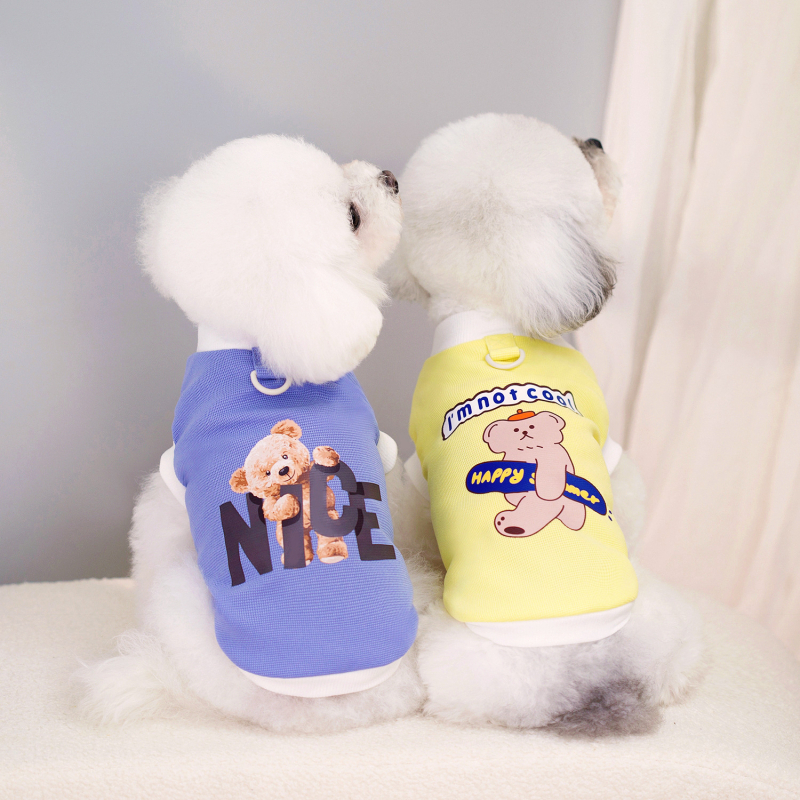 Îmbrăcăminte pentru câini primăvară-vară: tricou fără mâneci cu imprimeu waffle pentru Bichon Frisé și Teddy