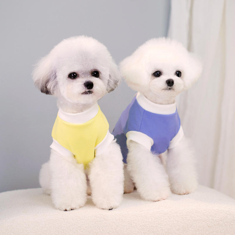 Îmbrăcăminte pentru câini primăvară-vară: tricou fără mâneci cu imprimeu waffle pentru Bichon Frisé și Teddy