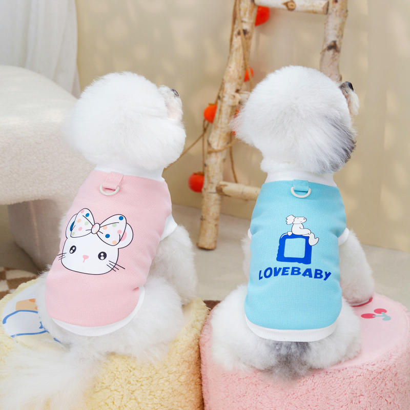 Îmbrăcăminte pentru câini primăvară-vară: tricou fără mâneci cu imprimeu waffle pentru Bichon Frisé și Teddy