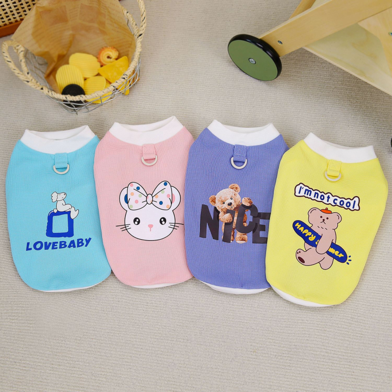 Îmbrăcăminte pentru câini primăvară-vară: tricou fără mâneci cu imprimeu waffle pentru Bichon Frisé și Teddy