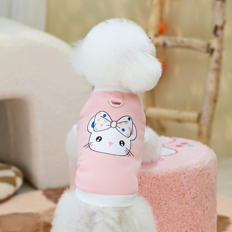 Îmbrăcăminte pentru câini primăvară-vară: tricou fără mâneci cu imprimeu waffle pentru Bichon Frisé și Teddy