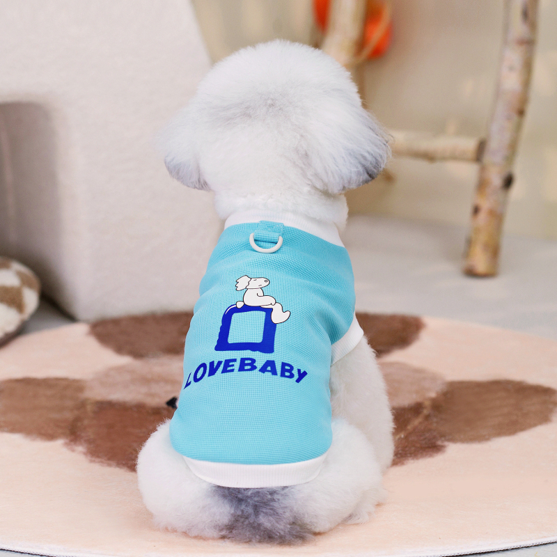 Îmbrăcăminte pentru câini primăvară-vară: tricou fără mâneci cu imprimeu waffle pentru Bichon Frisé și Teddy