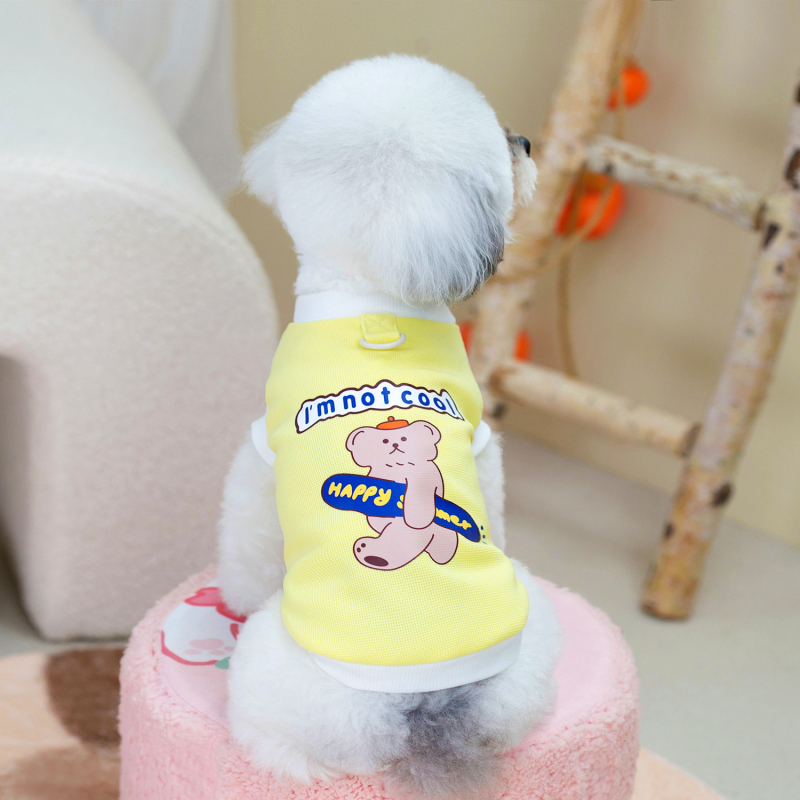 Îmbrăcăminte pentru câini primăvară-vară: tricou fără mâneci cu imprimeu waffle pentru Bichon Frisé și Teddy