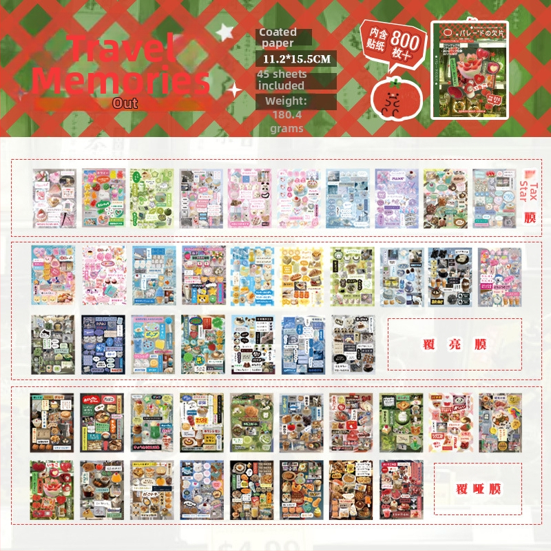Carte cu autocolante decupate, autocolante în stil manga, seria amintiri romantice, elemente japoneze vintage, autocolante decorative pentru jurnal