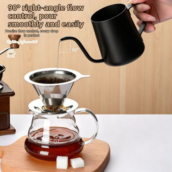 Ceainic din oțel inoxidabil 304 pentru cafea filtrată, cu gură îngustă