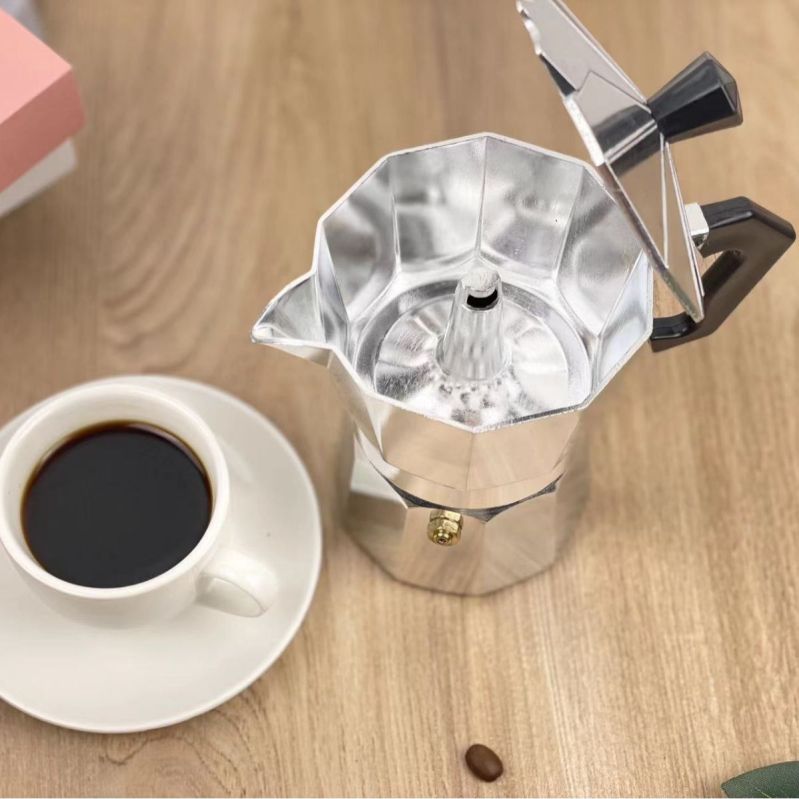 Cafetieră moka din aluminiu, pentru espresso, în stil italian