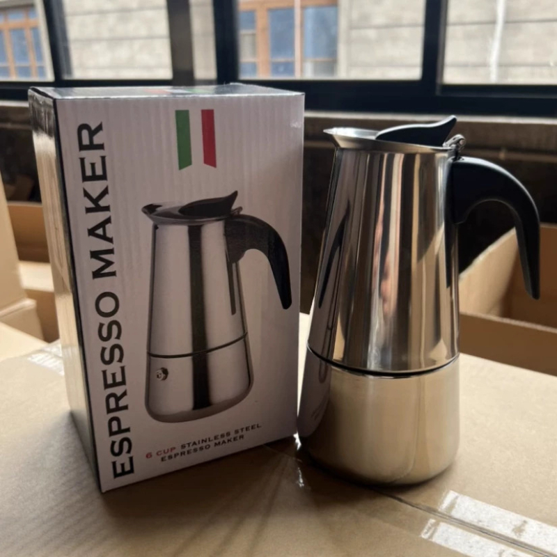 Cafetieră moka din oțel inoxidabil pentru uz casnic, corp bombat mare