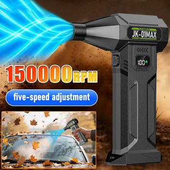 Ventilator portabil, puternic, cu funcție de eliminare a prafului și suflator de zăpadă, baterie încorporată de 6000mAh, afișaj LED și lumină de urgență.