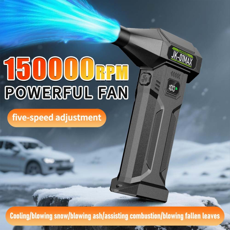 Ventilator portabil, puternic, cu funcție de eliminare a prafului și suflator de zăpadă, baterie încorporată de 6000mAh, afișaj LED și lumină de urgență.