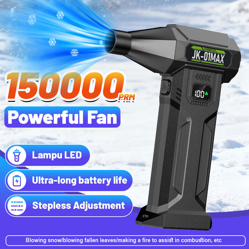 Ventilator portabil, puternic, cu funcție de eliminare a prafului și suflator de zăpadă, baterie încorporată de 6000mAh, afișaj LED și lumină de urgență.