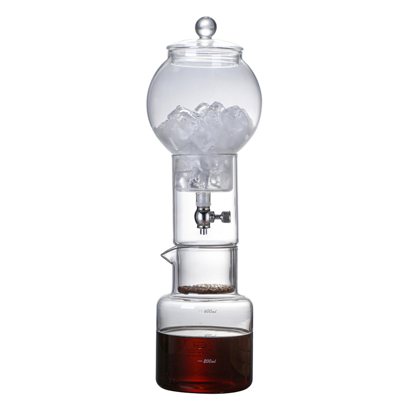 Set din sticlă pentru cafea cold brew, stil nordic, culoare gri fumuriu