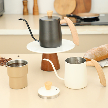 Ceainic pentru cafea din oțel inoxidabil 304, gură îngustă, pentru preparare manuală a cafelei