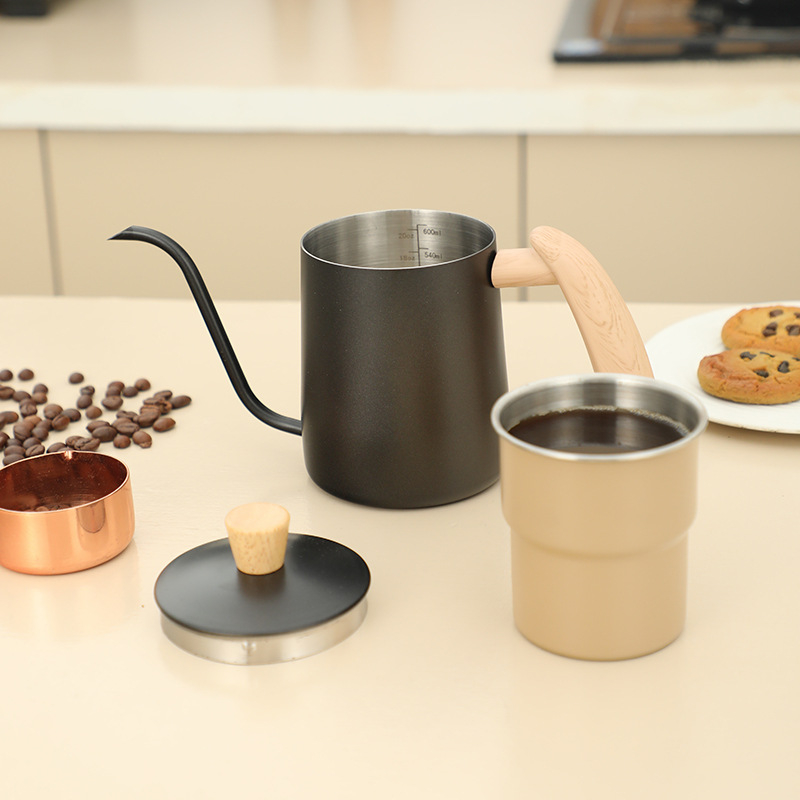 Ceainic pentru cafea din oțel inoxidabil 304, gură îngustă, pentru preparare manuală a cafelei