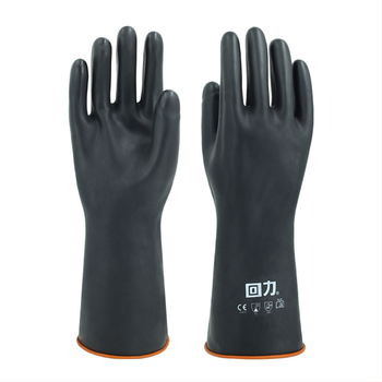 Mănuși industriale rezistente la acizi și baze, latex cu două straturi, îngroșate, 45 cm