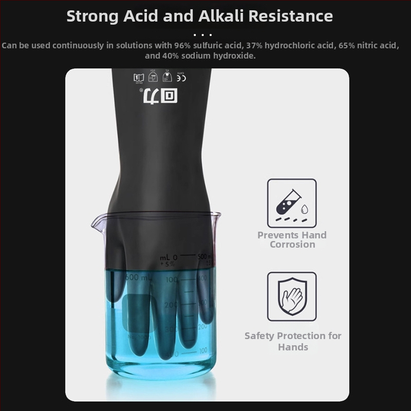 Mănuși industriale rezistente la acizi și baze, latex cu două straturi, îngroșate, 45 cm