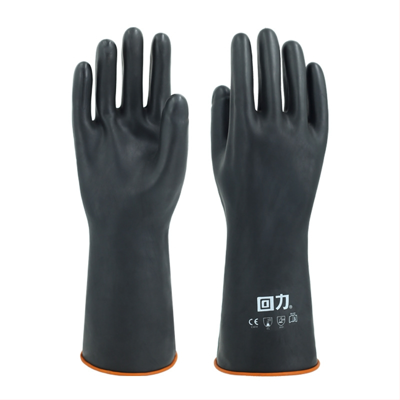Mănuși industriale rezistente la acizi și baze, latex cu două straturi, îngroșate, 45 cm