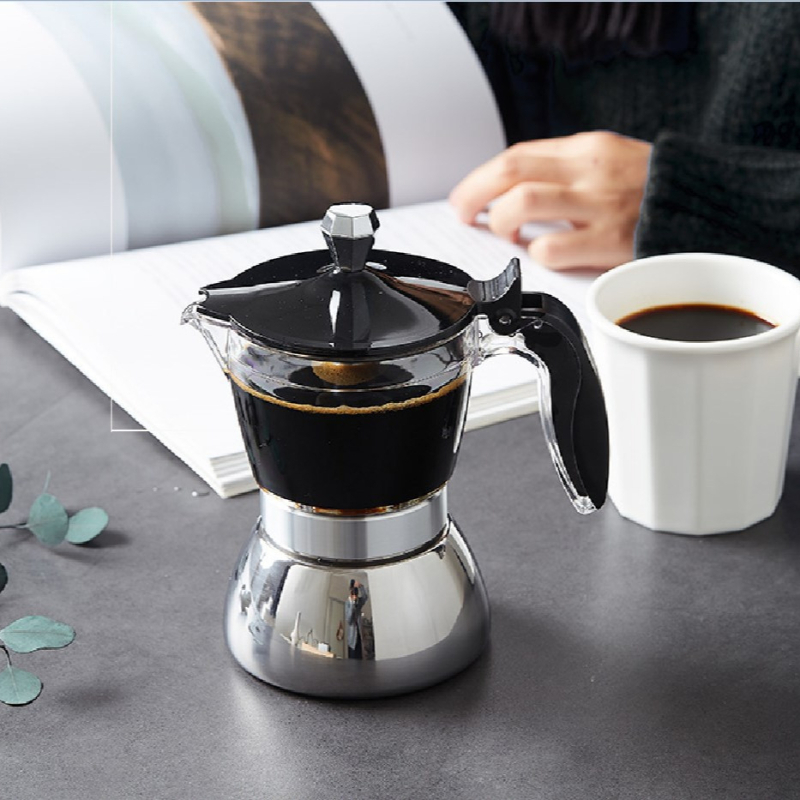 Cafetieră moka pentru uz casnic, oțel inoxidabil, stil italian, set pentru prepararea cafelei acasă