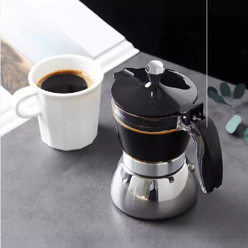 Cafetieră moka pentru uz casnic, oțel inoxidabil, stil italian, set pentru prepararea cafelei acasă