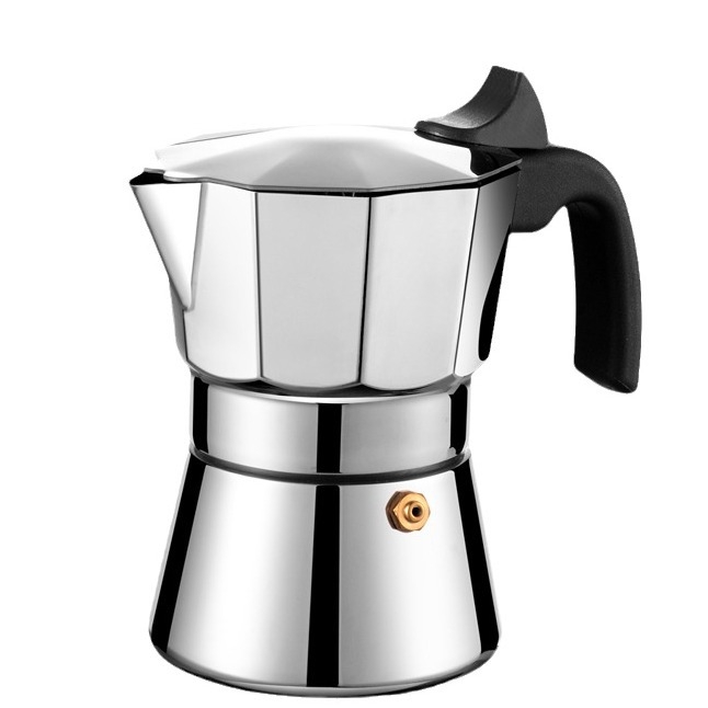 Cafetieră moka octogonală din oțel inoxidabil, clasică, pentru uz casnic, stil italian, cafea espresso preparată manual