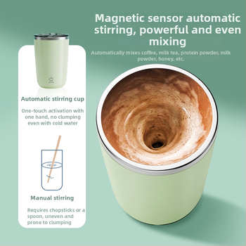 Cupa amestecător magnetic automat pentru cafea și lapte de soia, portabilă, reîncărcabilă