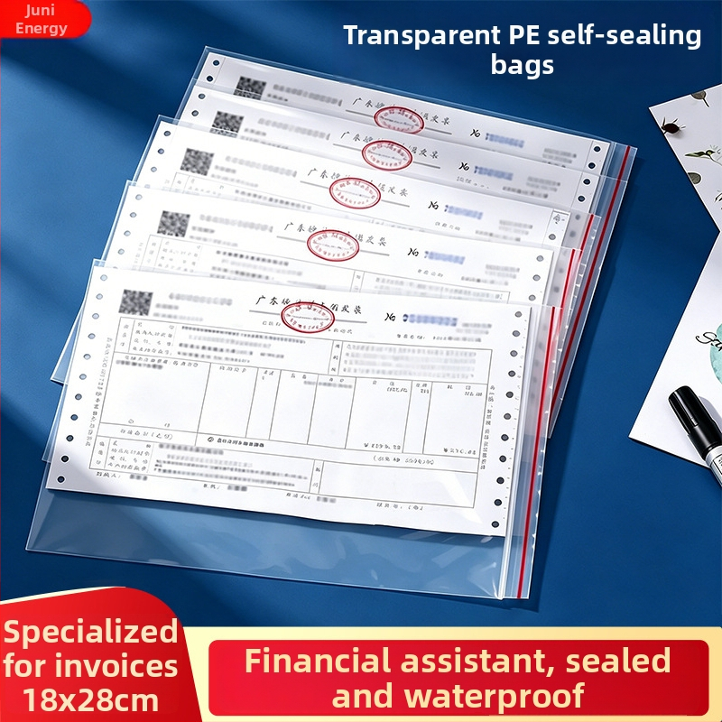 Pungi cu autoseal pentru facturi, transparente, 18×28 cm, pentru documente și chitanțe TVA