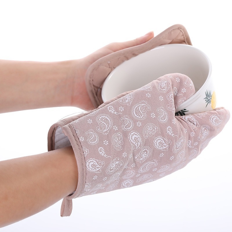 Set din două piese: mănuși de cuptor din bumbac și in, izolație termică înaltă, protecție împotriva arsurilor, bucătărie