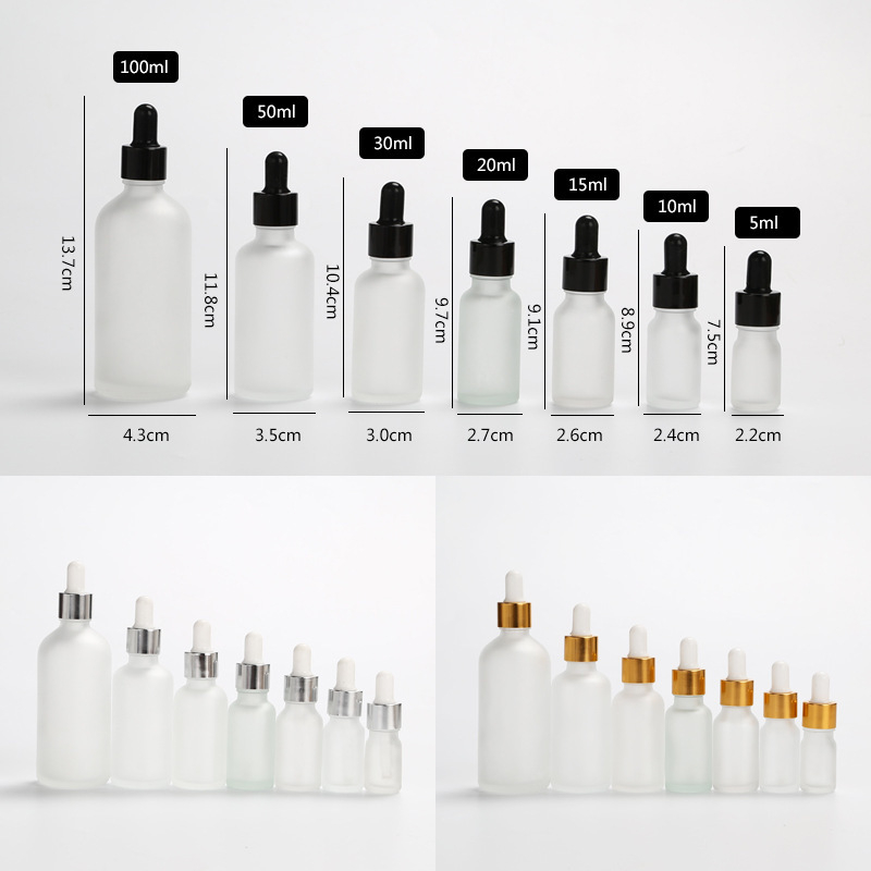 Sticlă mată din sticlă 30 ml pentru uleiuri esențiale, cu pipetă – recipient vid pentru mostre cosmetice
