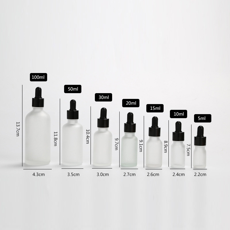 Sticlă mată din sticlă 30 ml pentru uleiuri esențiale, cu pipetă – recipient vid pentru mostre cosmetice