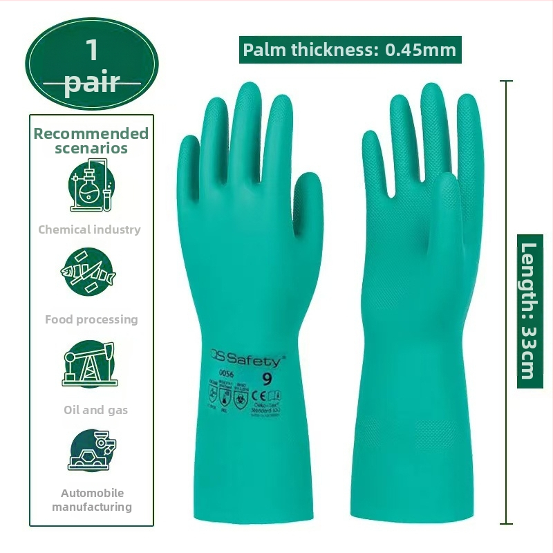 Rukavice z nitrilu Johnson & Johnson Green, zosilnené, odolné voči chemikáliám, olejom, kyselinám a zásadám, škvrnám, vodeodolné, potravinárske