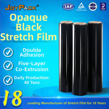 Film de înfășurat PE negru, lățime 50 cm, în stoc, film de ambalare industrial, folie de protecție, en gros