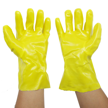 Mănuși de protecție Wiesbon 28-2 din PVC, căptuite cu bumbac, rezistente la substanțe chimice, uleiuri și alcalii