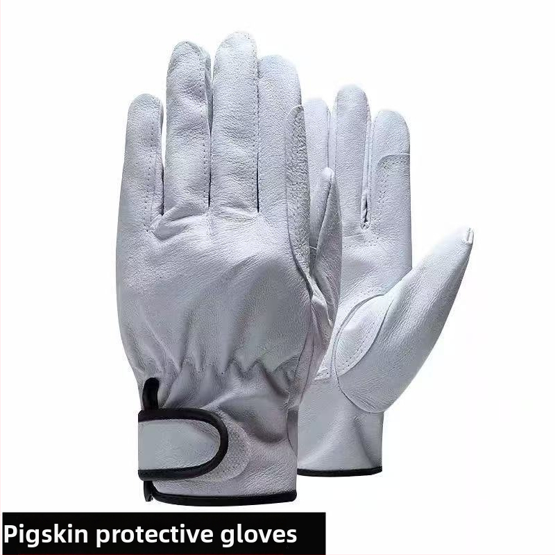Mănuși de sudură din piele de porc de înaltă calitate, manșetă scurtă, sudură cu arc Argon, protecție împotriva arsurilor, piele moale, culoare gri, mănuși de protecție pentru sudori și șoferi