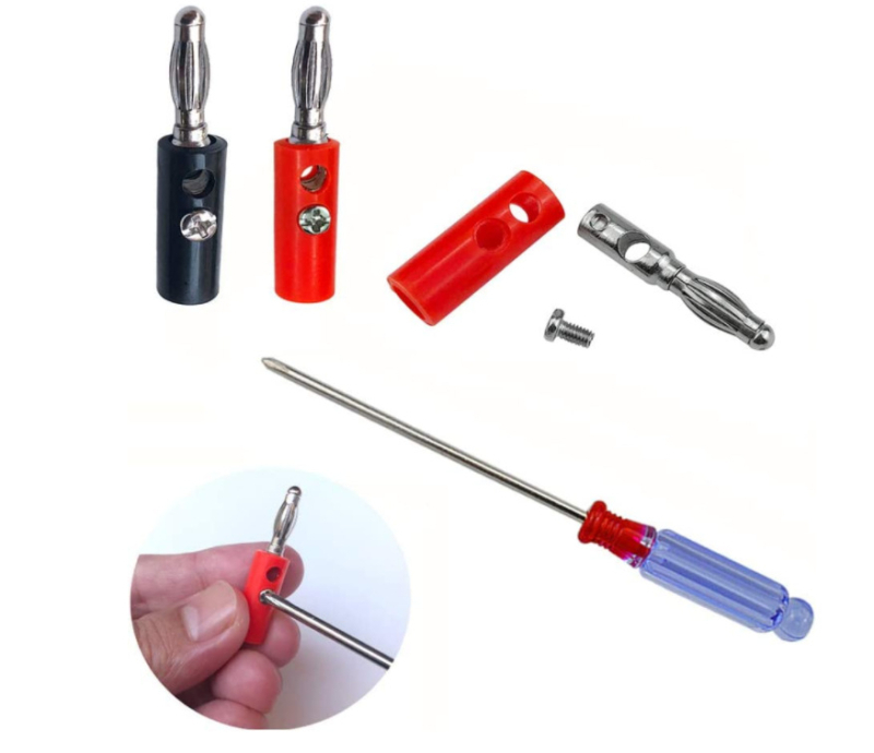 Set conectori banana plug și prize, 40 buc., 4 mm, cu 20 conectori banana nichelati și 20 prize