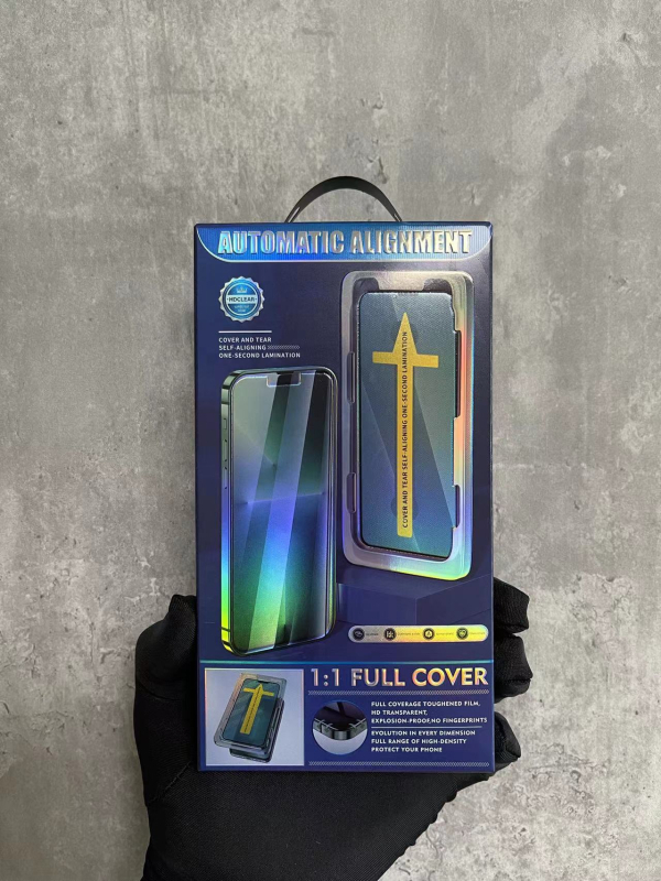 Cutie de ambalaj pentru folie de sticlă temperată pentru iPhone, cu suport interior și finisaj mat