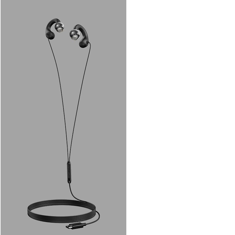 Căști cu fir, cu conducere osoasă, clip-on, design deschis, cu microfon, pentru desktop și laptop, model Q2