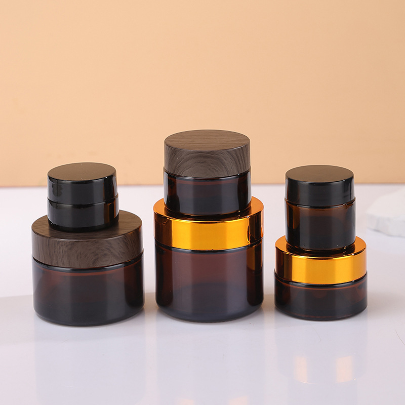 Borcan maro din sticlă pentru cremă cu protecție la lumină, borcănel maro pentru mască, recipient portabil de cosmetică pentru dozare, sticluță de probă pentru cremă de ochi