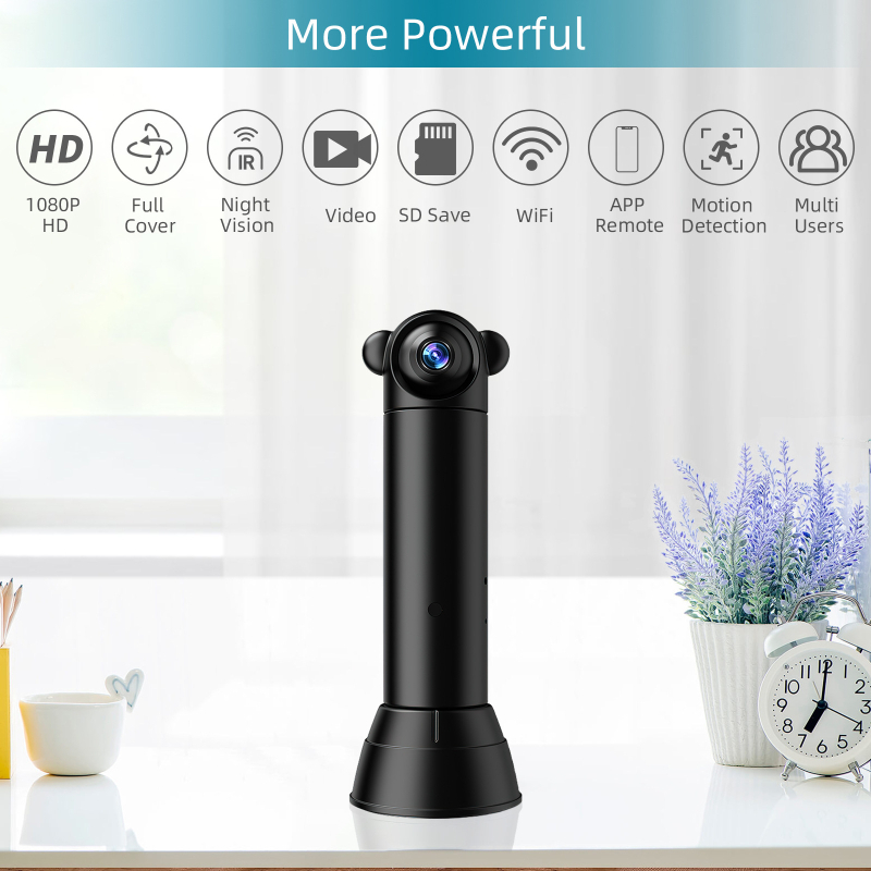 V10 Cameră de supraveghere wireless pentru interior, cu vedere de noapte HD, culoare completă, rotire la 360°, PTZ inteligent