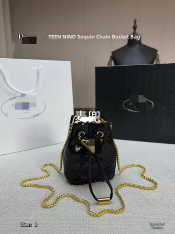 Geantă mini pentru ruj, cu lanț și paiete, bucket bag crossbody pentru femei, vara 2025