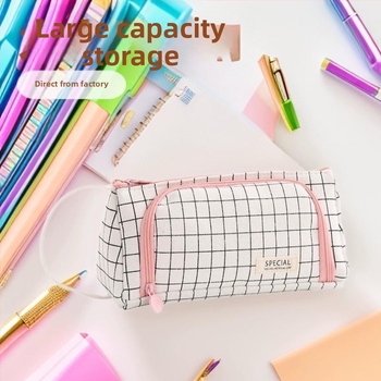 Penar triunghiular pentru creioane, geantă de stil coreeană cu capacitate mare, depozitare portabilă multifuncțională pentru studiu și birou