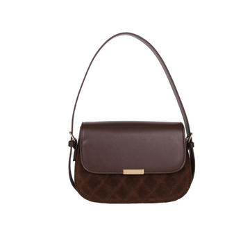 Geantă de damă pentru toamnă-iarnă, crossbody, cu quilting brodat, stil retro saddle, maro