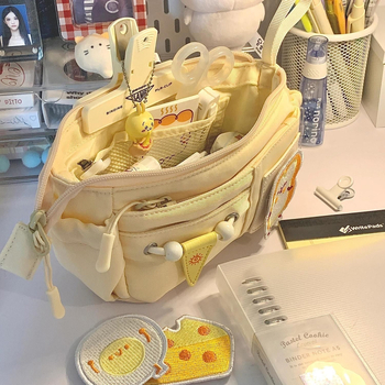 Penar pentru creioane cu capacitate mare, broderie DIY, design inspirat de bucătăria magică, etui multistrat pentru papetărie pentru elevi