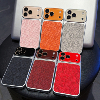 Husă din piele de crocodil pentru iPhone 17 Pro Max cu fereastră de vizualizare mare, husă protectoare creativă pentru iPhone 16