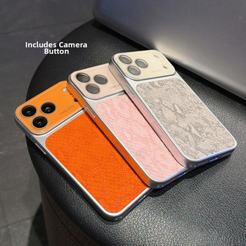 Husă din piele de crocodil pentru iPhone 17 Pro Max cu fereastră de vizualizare mare, husă protectoare creativă pentru iPhone 16