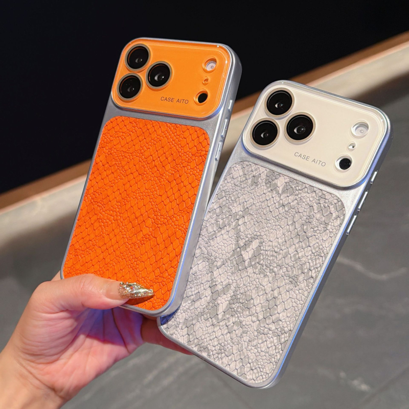 Husă din piele de crocodil pentru iPhone 17 Pro Max cu fereastră de vizualizare mare, husă protectoare creativă pentru iPhone 16