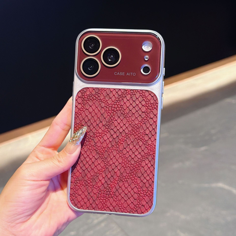 Husă din piele de crocodil pentru iPhone 17 Pro Max cu fereastră de vizualizare mare, husă protectoare creativă pentru iPhone 16