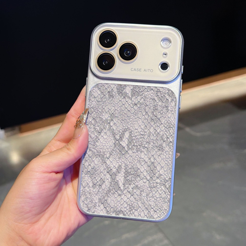 Husă din piele de crocodil pentru iPhone 17 Pro Max cu fereastră de vizualizare mare, husă protectoare creativă pentru iPhone 16
