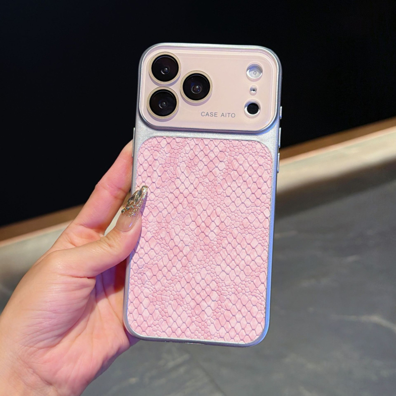 Husă din piele de crocodil pentru iPhone 17 Pro Max cu fereastră de vizualizare mare, husă protectoare creativă pentru iPhone 16