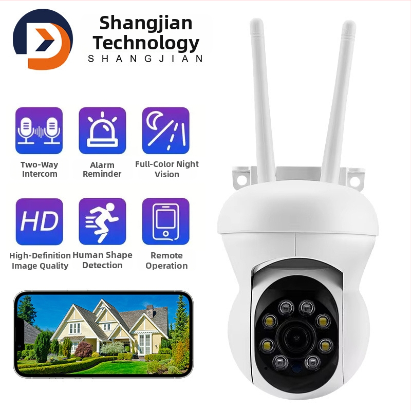 K21 Cameră exterioară 1080p PTZ cu rotație la 360°, Wi‑Fi fără fir, vizionare nocturnă pentru securitate