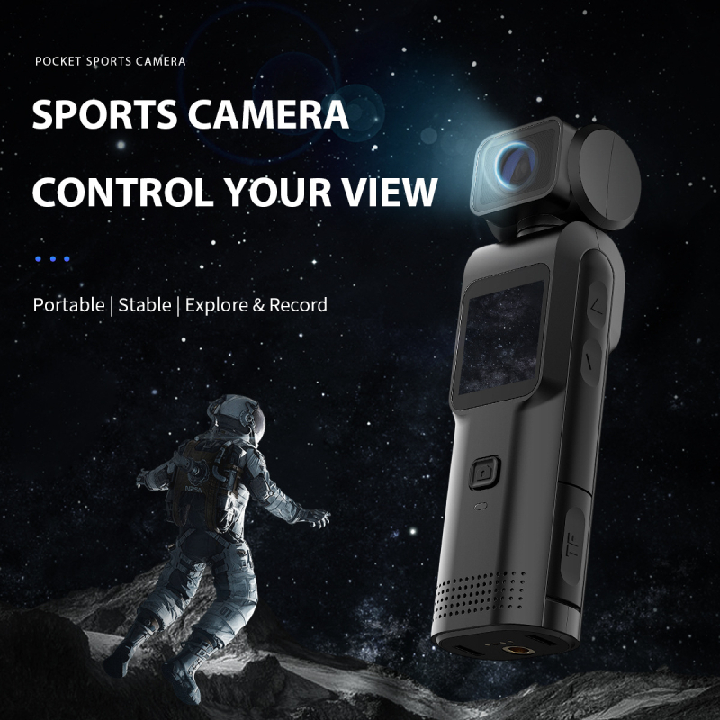 Cameră cu gimbal portabilă, compactă, stabilizare anti-tremur, video 4K HD, transfer Wi-Fi către telefoane, cameră duală